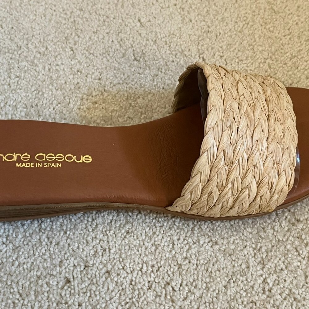 Andre Assous Beige Straw Slides - New - Picture 6 of 6